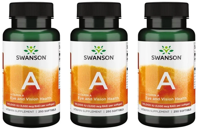 Swanson Vitamin A 스완슨 비타민A 베타카로틴 10000 IU 250캡슐 3통, 3개, 250정 - 쿠팡