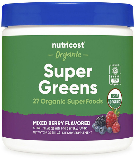 뉴트리코스트 슈퍼 그린 믹스 베리 맛, 유기농 슈퍼 그린 믹스 베리 111g39온즈 뉴트리코스, 1개