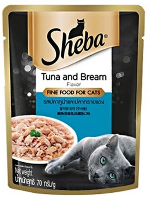 쉬바 참치와도미 파우치70g 고양이주식 고양이습식사료, 닭, 70g, 1개