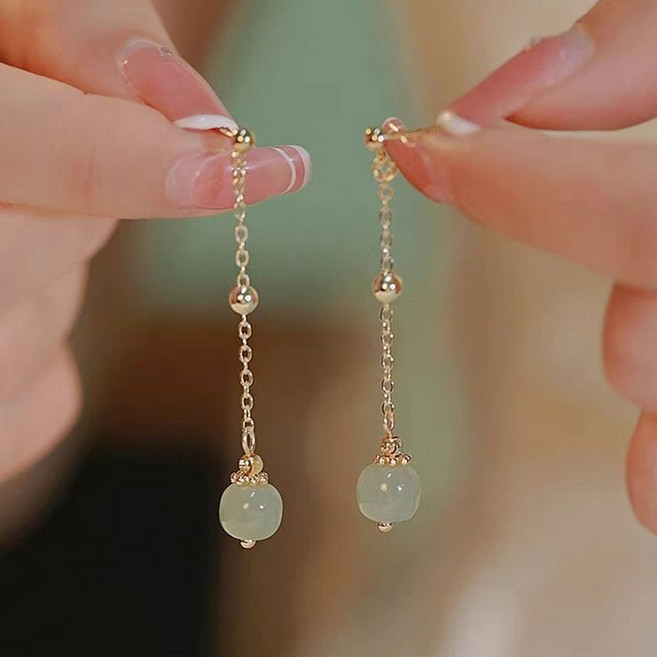 여성용 롱 큐빅 귀걸이 라오농 금도금 귀걸이 액세서리