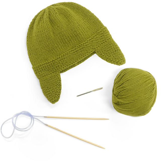 신생아 파일럿 모자 - Knitting Kit, 올리브, 1개