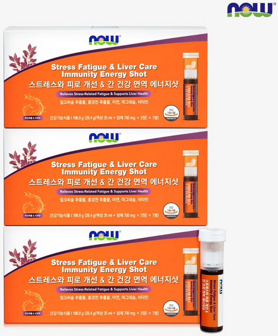 나우푸드 스트레스와 피로 개선 & 간 건강 면역 올인원 에너지샷 7개입 3박스, 7정, 3개