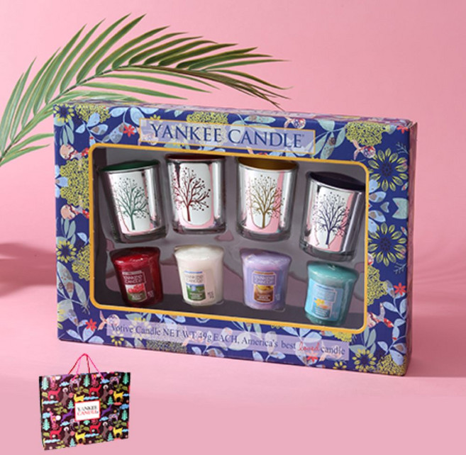 양키캔들 보티브4종 실버나무 멀티컬러홀더4 선물세트+쇼핑백 향초 연말선물 답례품 크리스마스선물