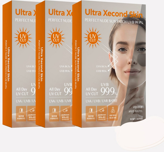 울트라세컨스킨 퍼펙트 누드 선패치 20p UPF 50+, 3개