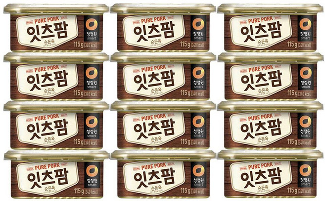 청정원 잇츠팜 115g X 12개 캔햄 스팸대용 햄통조림 밥 도시락 반찬 캠핑 구이용