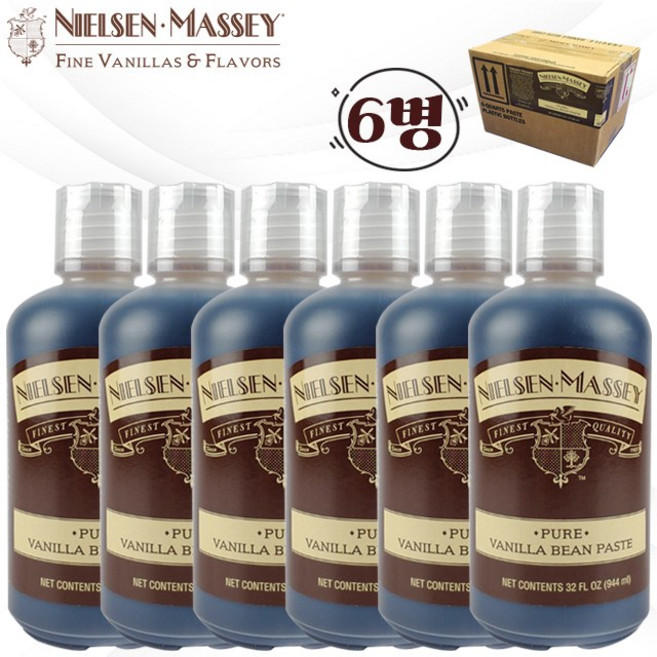 닐슨메시 바닐라 빈 페이스트32oz 6병패키지 카페 디저트매장 베이킹 아이스크림 마카롱 스타벅스 매장용 대용량 업소용, 6개, 944ml