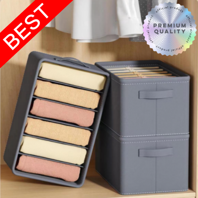 라이프앤컴 칸막이 옷 수납 정리함, 1개, 그레이 (6칸)