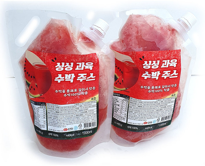 새마원 냉동 싱싱 과육 수박주스 수박 100% 착즙 땡모반 쥬스, 2개, 1kg