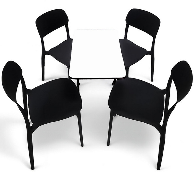 이엔비 일체형 인테리어 식탁의자, 4개, 블랙