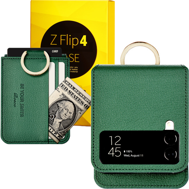 갤럭시 Z플립4 케이스 이태리 비건 가죽 힌지보호 카드 수납 링 지플립4 보스코(카드포켓3) 비앙코(카드포켓1)