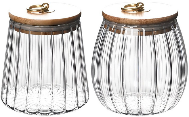 투데이리빙 1+1 원두 찻잎 유리 밀폐 보관 용기 주방 다용도 곡물 시리얼 커피 식재료 저장 밀폐형 투명 유리병, R98046A, 650ml, 750ml, 2개, 650ml + 750ml