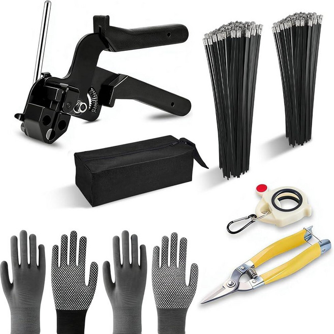 300 PCS Stainless Steel Cable Tie Gun Kit 8/12 Inch Black Heavy Duty Metal Zip Ties (150 Each) A