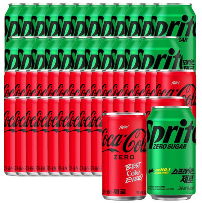 코카콜라제로 190ml x 30캔 + 스프라이트 제로 350ml x 24캔, 30개