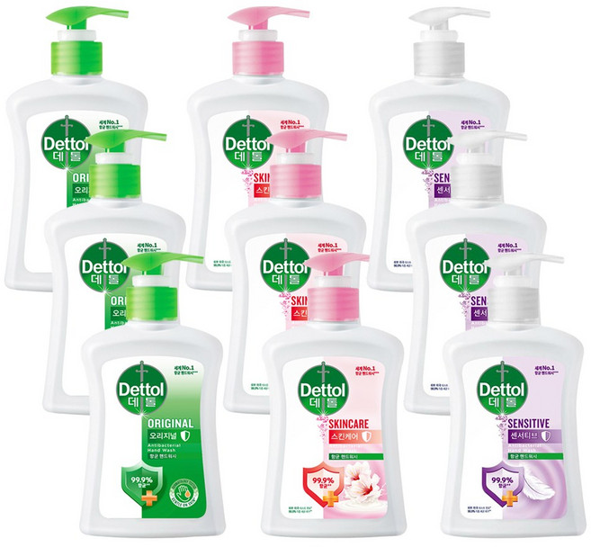 데톨 항균 핸드워시 250ml 3종 3개씩 (오리지널 + 스킨케어 + 센서티브), 1개