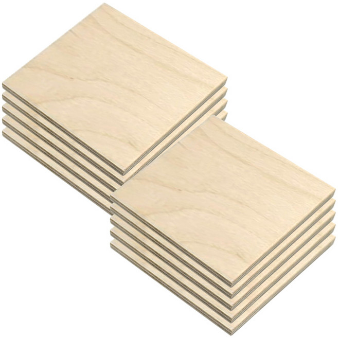 자작나무 합판 소형사이즈 목재 받침 목공 스트링아트 재료 두께 9mm, 10개, 9x100x100mm
