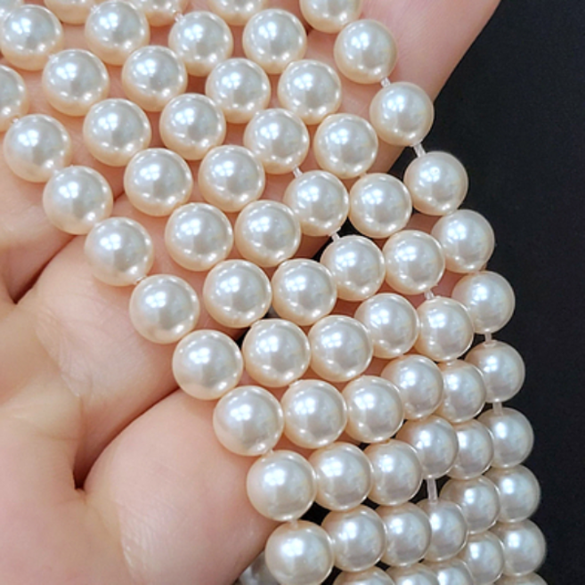 스와로브스키 크림 진주 3mm 4mm 6mm 8mm 10mm 진주 재료 1줄 만들기 DIY, 1개, 8mm (25개)