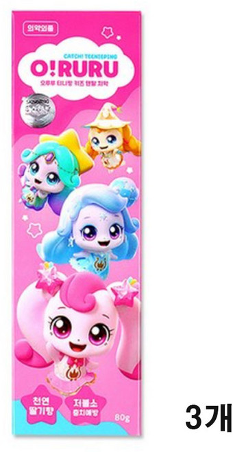 알쏭달쏭 캐치티니핑 어린이치약 천연딸기향, 80g, 3개