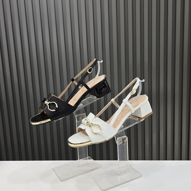 탠디by미셸 여성 스퀘어 토오픈 럭셔리 골드버클 쿠션 4cm 미들샌들(12P4042L)