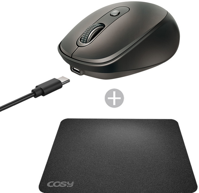코시 무소음 충전식 블루투스 마우스 M2176BTMP 미니마우스패드포함, 코시 블루투스 마우스 M2176BTMP