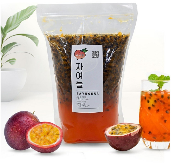 자여늘 패션후르츠청 2kg 1kg 백향과 카페용 대용량 납품 수제청 과일청 자일로스 비정제, 비정제사탕수수, 1개, 1개입