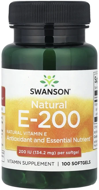 Swanson 천연 비타민E 134.2mg(200IU) 소프트젤 100정, Swanson천연비타민E1342mg200IU소프트젤10, 1개 - 쿠팡