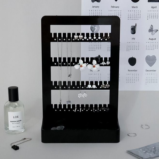 걸링 올인원 귀걸이 진열대 거치대 악세사리보관함, 블랙, 1개