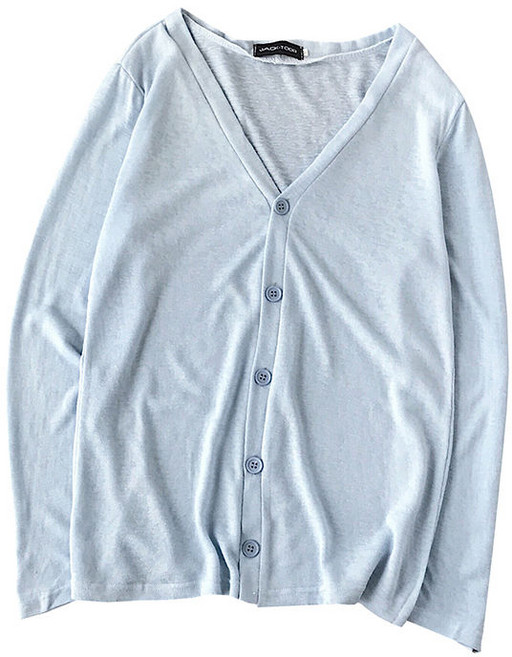 POMTOR 남자 초경량 통기성 자외선 차단 니트 카디건 여름 얇은 코트