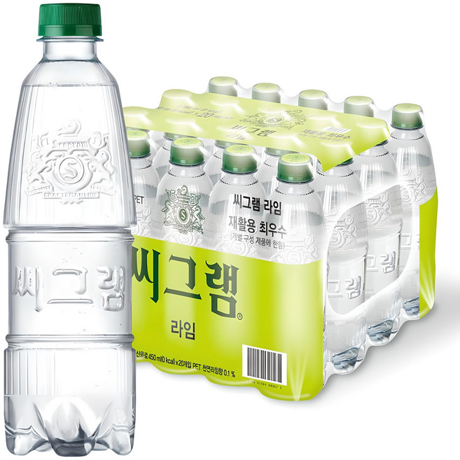 씨그램 라임 무라벨, 450ml, 20개