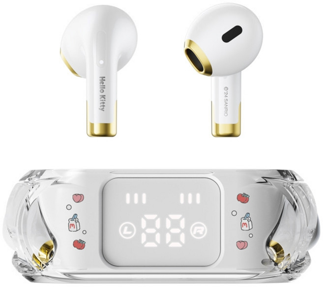 산리오 캐릭터 블루투스 무선 이어폰 스트립케이스, 흰색 헬로 키티