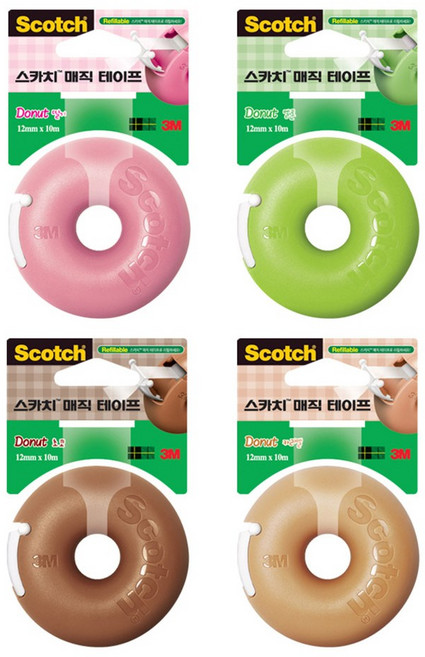 3M 스카치 매직테이프 도넛디스펜서 도넛테이프 / 스카치테이프 매직테이프 반투명테이프 도넛스카치테이프, 1개, 멜론