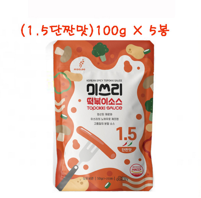 미쓰리 떡볶이소스(1.5단짠맛) 100gx6봉, 100g, 1개