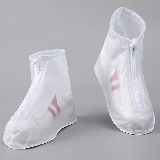 加厚耐磨矽膠鞋套 防水防滑雨天戶外男女雨靴套, 中筒-.白,XL【40-41】運動鞋建議大1碼