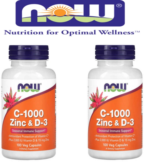 나우푸드 비타민 C-1000 아연 & D-3 식물성 캡슐 100정 X 2개 - 쿠팡