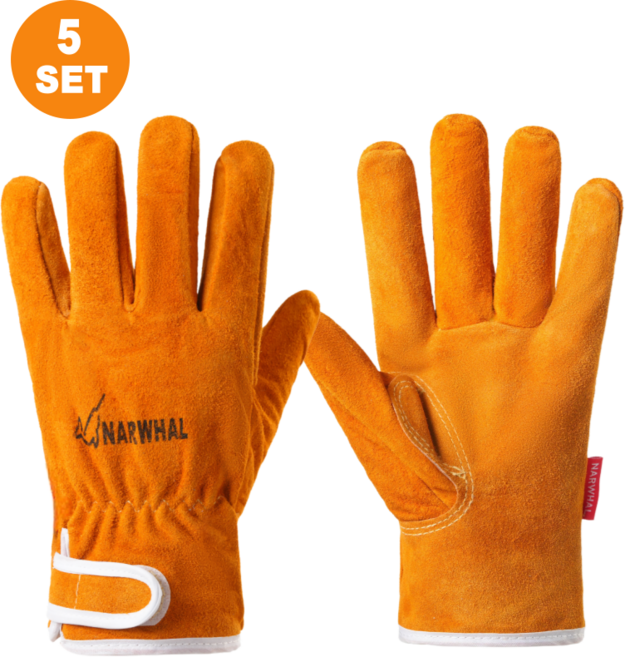 나르웨일 가시장갑 가시나무 찔림방지 용접 작업 장갑, 5세트, 황색 - 프리미엄