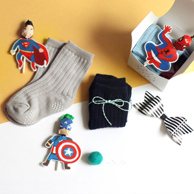 더프리젠[어린이집 유치원생일답례품] 베이직 골지양말 키즈 구디백 아동양말 간식선물