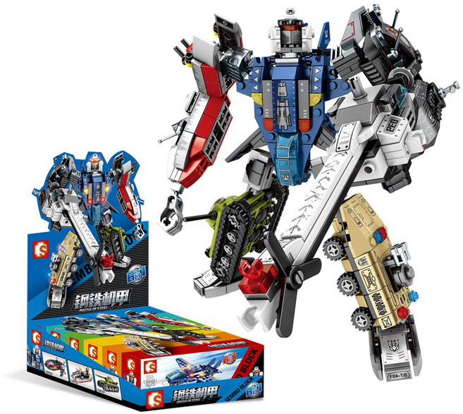 블록 곤충 레이싱카 로봇 합체 장난감 선물세트, 해양 합체 변신로봇, 1개