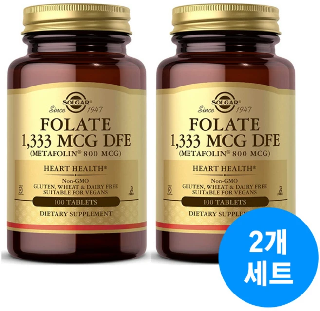 솔가 활성 활성형 엽산 메타폴린 800mcg 100정 2개 - 쿠팡