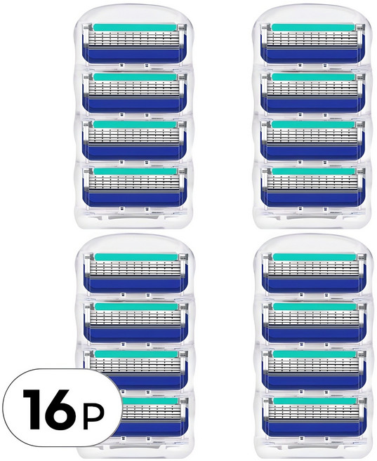 투데이리빙 업그레이드 5중날 질레트 퓨전 스킨텍 프로 매뉴얼 호환용, R99936L(스킨텍 호환용, 1세트, 16개입