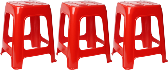 대원리빙 튼튼한 고하중 플라스틱 의자 3P, 빨강 의자, 3개