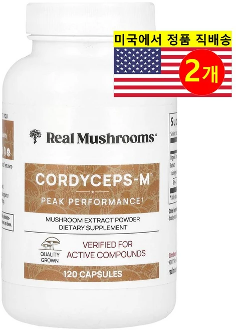 Real Mushrooms 리얼 머쉬룸 동충하초 피크 퍼포먼스 Cordycep-M Peak Performance, 2개, 120정 - 쿠팡