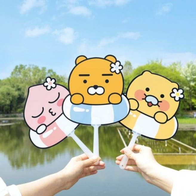 카카오프렌즈 PP 부채 라이언 어피치 춘식이 손부채, 1개