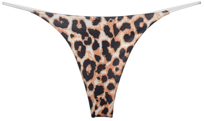 Venus Queen歐美低腰細帶丁字褲 性感舒適無痕內褲 女生比基尼運動健身美臀, 白底豹紋