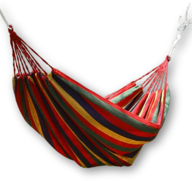 캔버스 해먹 휴대용 그물침대 캠핑침대, 레인보우