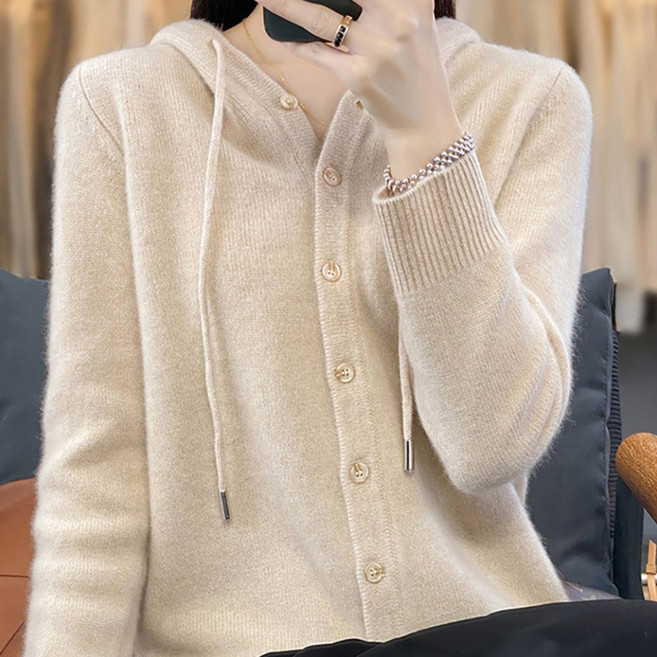 데일리쮸 여성 니트 후드 가디건