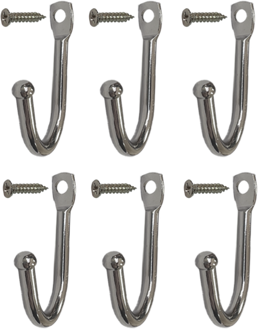 드림공간 벽고정 막걸이 1구 다용도걸이 후크 갈고리, 6개, 크롬