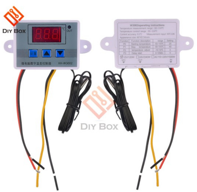 쿠쿠스토어 LED 디지털 온도 컨트롤러 조절기 센서 미터 W3001 가열 냉각 12V, 02 XH-W3001, 03 DC12V