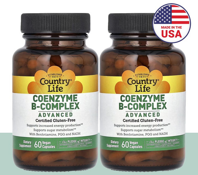 컨트리라이프 코엔자임 B 콤플렉스 어드밴스드 비타민b12 4주분, 2개, 60정