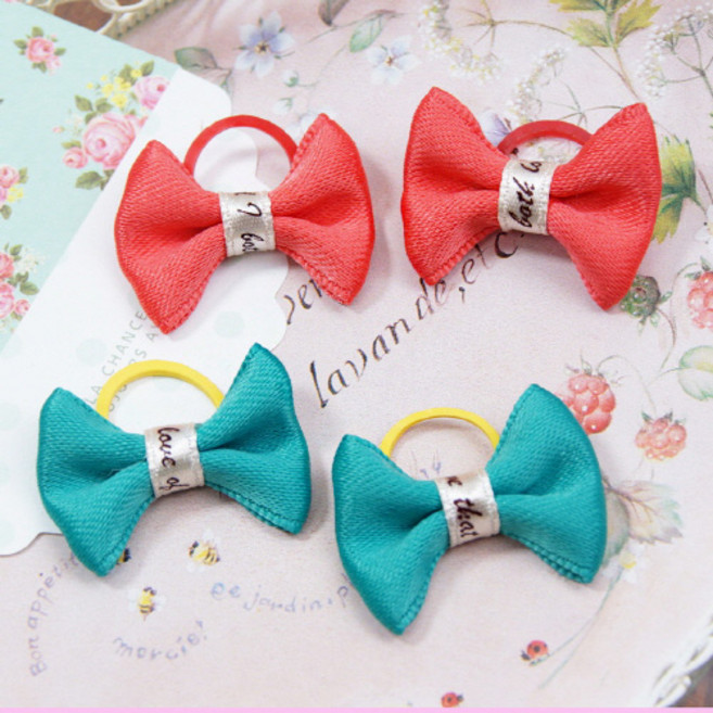 [문펫] 심플리본(한쌍)-5색 강아지리본 헤어밴드 애견핀 고무줄, 1개