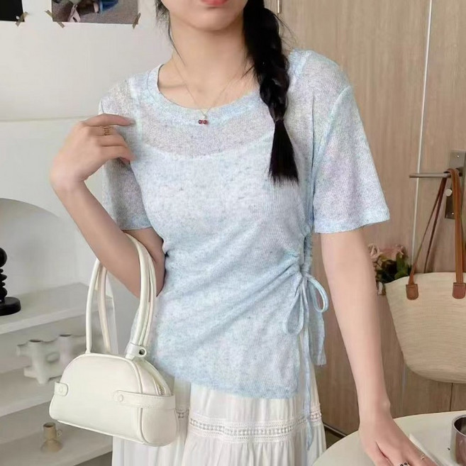 [위드기프트] 사이드 셔링 레이어드 슬림핏 반팔티+나시 세트
