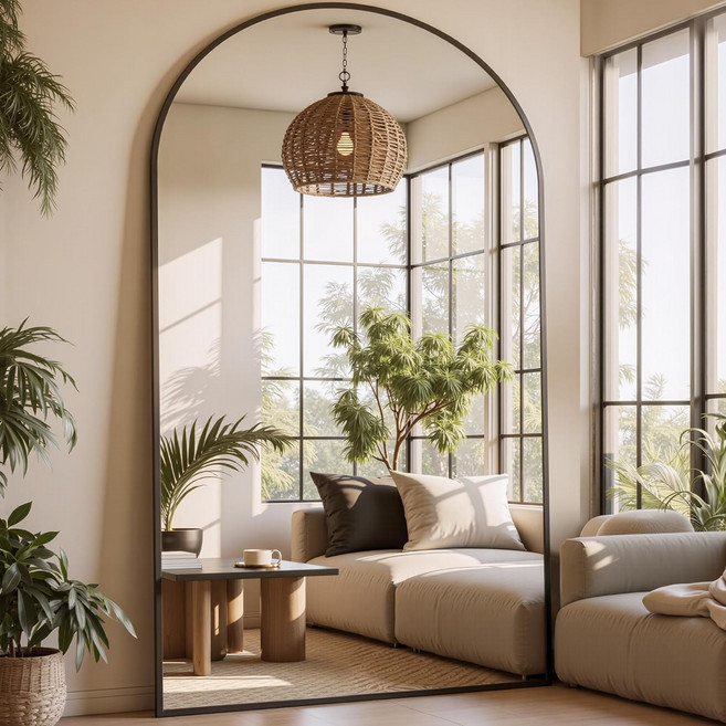 안토크 벽걸이 전신거울 초대형 아치형 벽거울 3in1 거치 스탠드 지지대 이동식 원룸 미용실용 전신경 2020x1020mm, 블랙